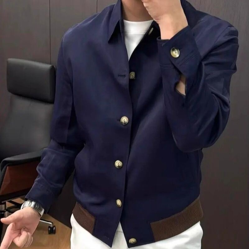 Men's Spring and Summer Jackets, New Style, Loose-Fitting, Contrasting Colors, Simple and Trendy Button-Down Cardigans, Business Long-Sleeved Jackets Men's Spring and Summer Jackets, New Style, Loose-Fitting, Contrasting Colors, Simple and Trendy Button-Down Cardigans, Business Long-Sleeved Jackets