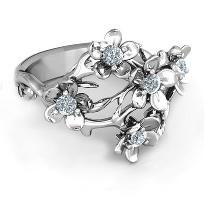 Anello a forma di ramo di fiore per donna in lega gioielli_voghion.com