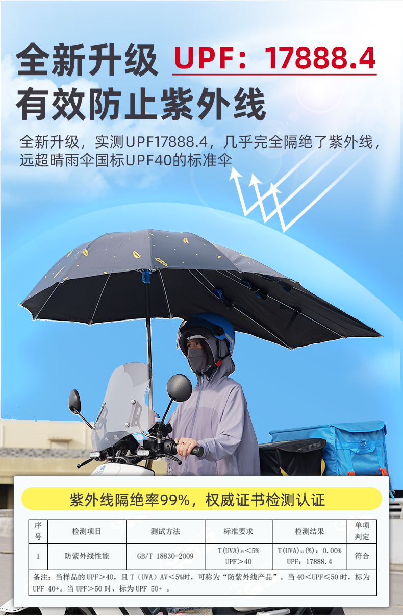 Electric Vehicle Folding Quick-Closing Umbrella for Electric Motorcycle Riders, Rainstorm-Resistant, Wind-Resistant, Durable, Thickened and Enlarged Windproof Rain Shelter