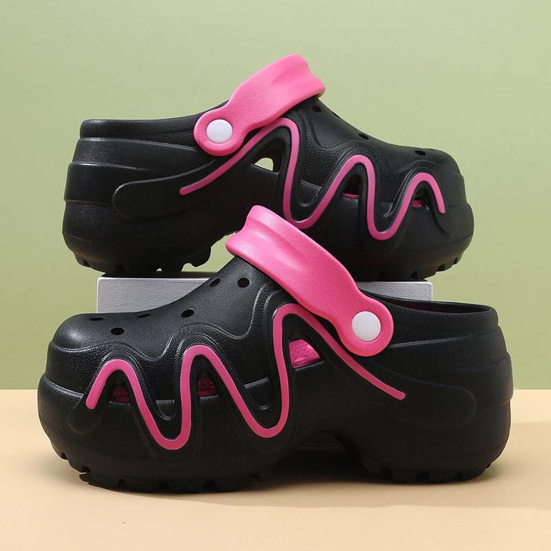 Zapatos con agujeros de suela gruesa para mujer, sandalias de pies transpirables y no malolientes, aumento de verano, sensación de alta calidad antideslizante, arrastre de EVA Baotou