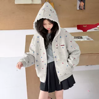 女童外套2026新款秋冬季儿童加绒连帽开衫卫衣女大童加厚冬装上衣