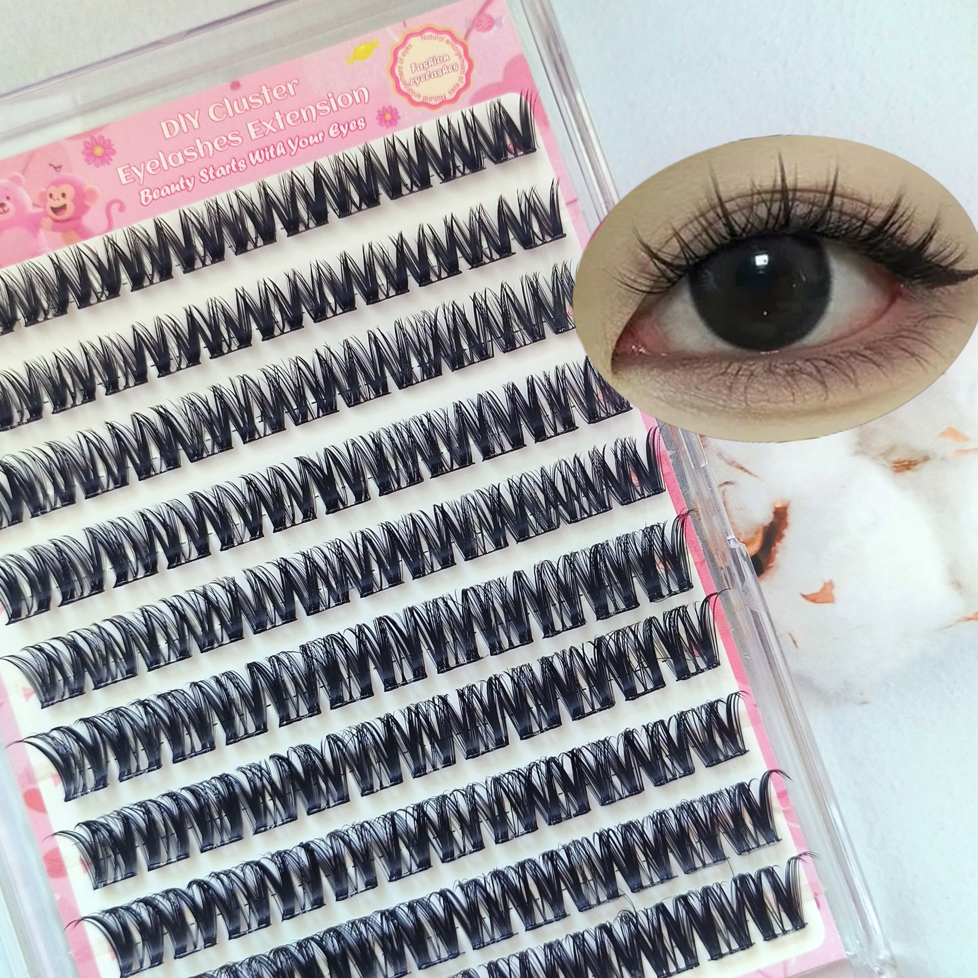 Conjunto de pestañas falsas transfronterizas de gran capacidad serie WM cómic Barbie ojos gruesos y esponjosos ojos pestañas no se cansará durante mucho tiempo