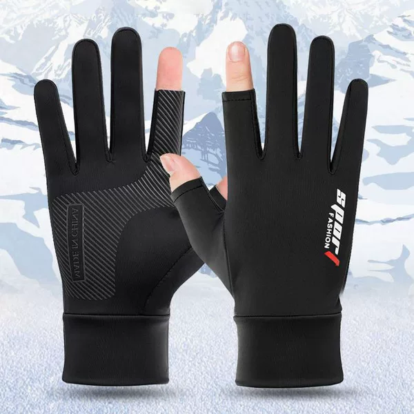 Source Factory Summer Men's Driving Sweat-Absorbent Fishing Touch-Screen Sun Protection Ice Silk Gloves Anti-Slip Two-Finger Cycling