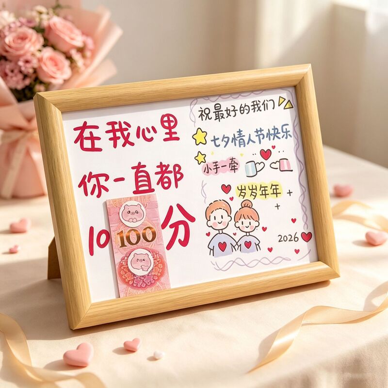 In My Heart, You Are Always a 100-Point Gift. Valentine's Day Photo Frame for Boyfriend and Girlfriend, Holiday Commemorative 520 Gift