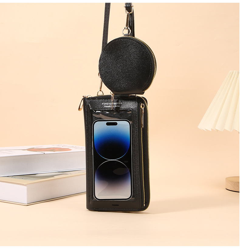 207g Weight Zipper Closure Type Single Shoulder Strap Strap Type Phone Wallets Bags Type Casual, Daily Occasion PVC Material Solid Color Pattern All Seasons Season Unisex Gender Vintage Style, Classic Style Style Square Shape Small Size Unisex Solid Color PVC Zipper Phone Wallets 13