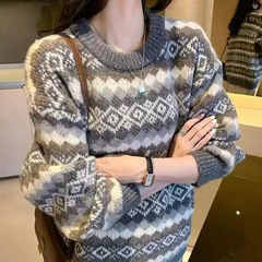 慵懒风毛衣女2025秋冬季新款韩版学生宽松显瘦套头圆领针织上衣女