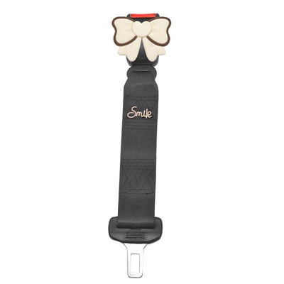 Car seat belt Anti-Belly-Strangling Car Seatbelt, Pregnancy Car - brown-edge-beige-bow-black-retainer