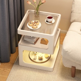 Sofa side table modern minimalist living room solid wood small coffee table table creative bedroom cream style bedside table shelf