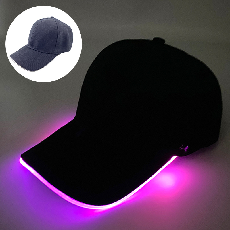 Gorra de Béisbol LED Luminosa de Algodón con Protección Solar para Fiestas y Exteriores