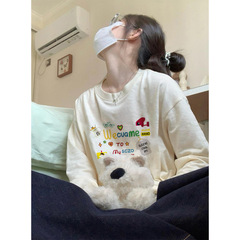 纯棉长袖t恤女内搭打底衫2025年新款早秋宽松显瘦独特绝美小上衣