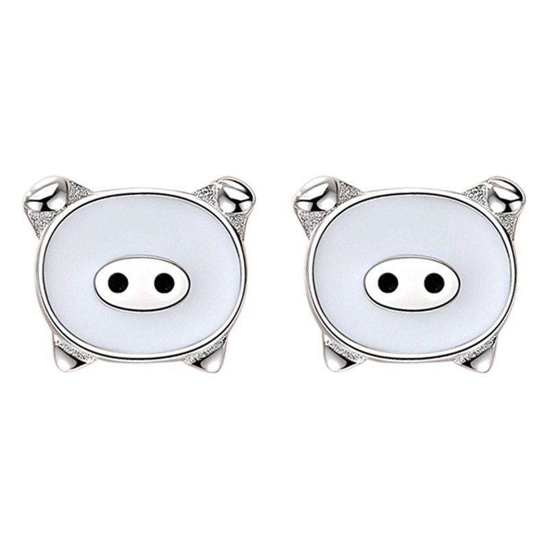 S925 plata esterlina lindo cerdo pendientes para las mujeres ins estilo moda dibujos animados cerdo pequeño simple animal pendientes al por mayor