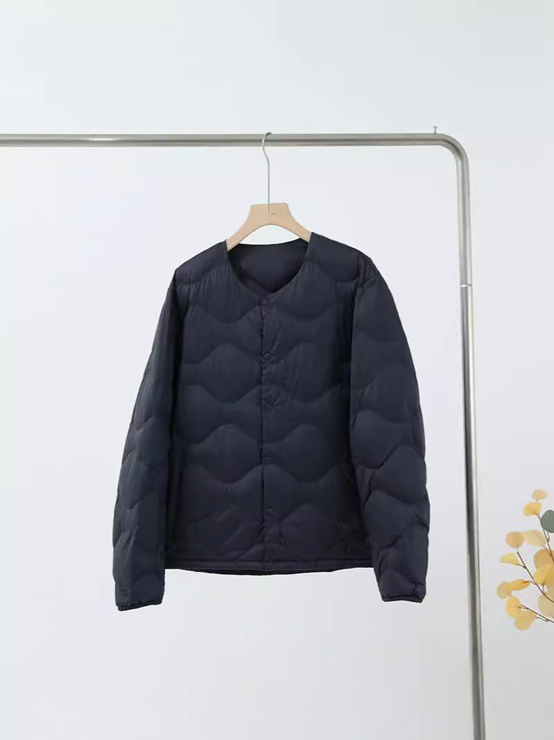 Nuevo invierno hombre ligero plumón interior cuello V delgado portátil suelto universal abrigo de manga larga de chaqueta blanca cálida