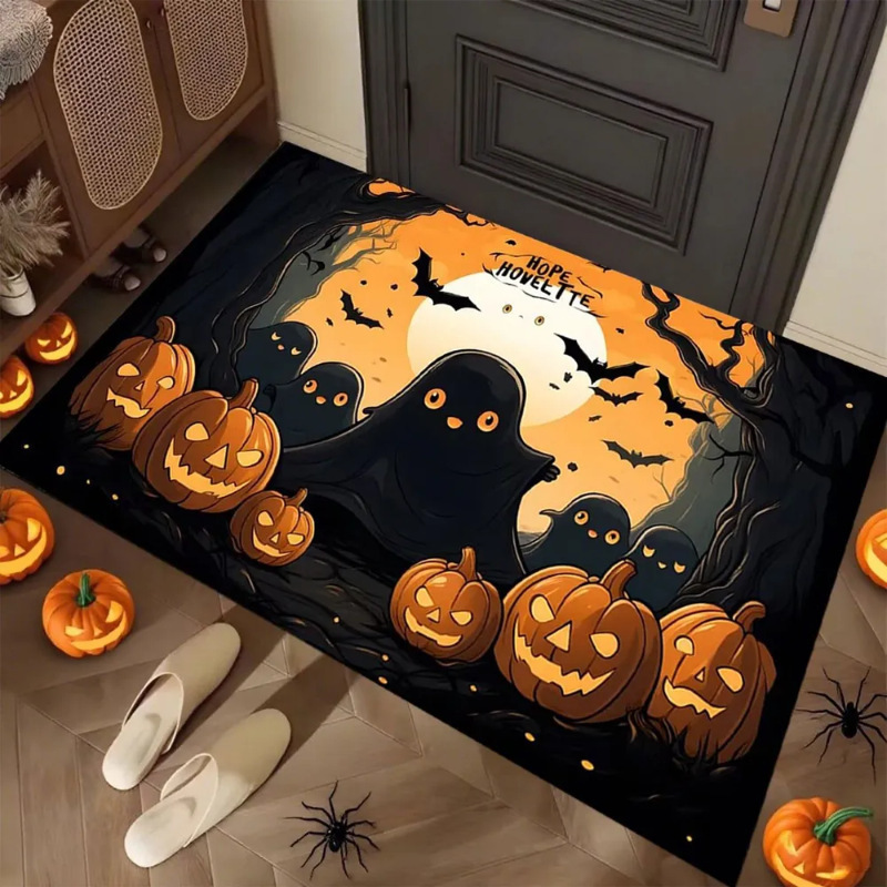 Cross-Border New Halloween Pumpkin Diatomaceous Earth Entrance Door Mat Bathroom Decorative Floor Mat Label Dropshipping Floor Mat in Stock