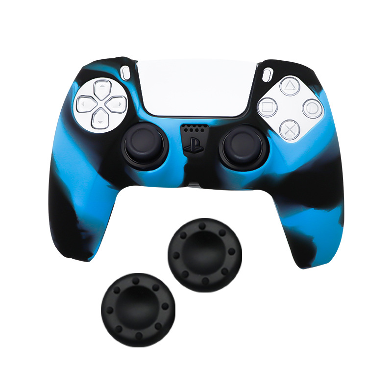 Funda de silicona de camuflaje PS5 enviar dos tapas de botón de 8 puntos ps5 manejar cubierta protectora pequeña inyección de aceite de ondulación en stock