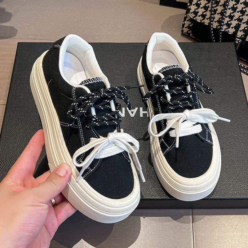 帆布鞋2025多巴胺秋季新款韩版学生厚底鞋子百搭休闲校园风板