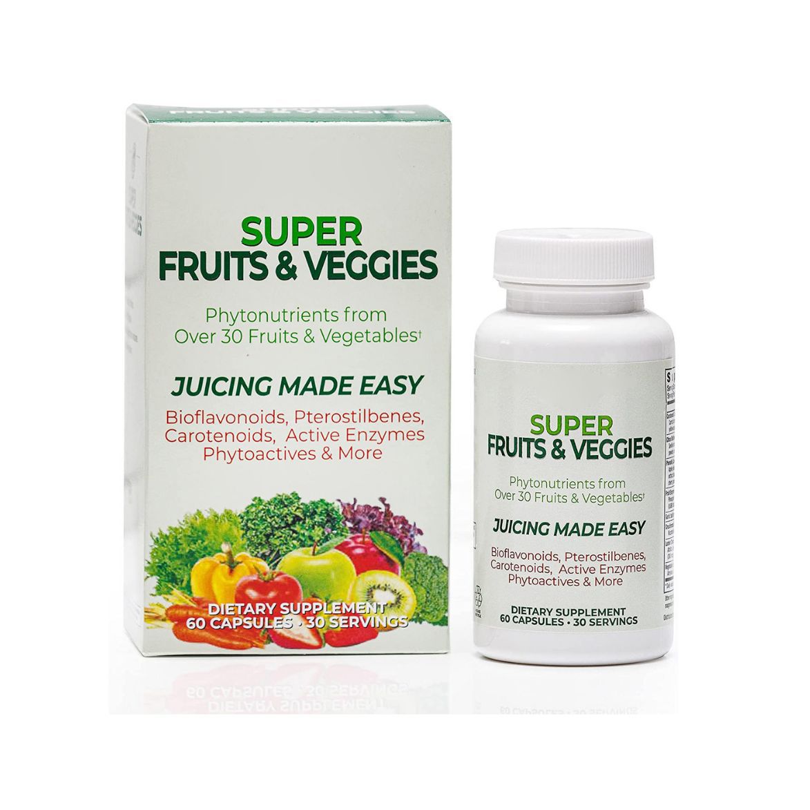 超级水果和蔬菜胶囊全食物补充剂 30种有机成分 支持消化系统健康