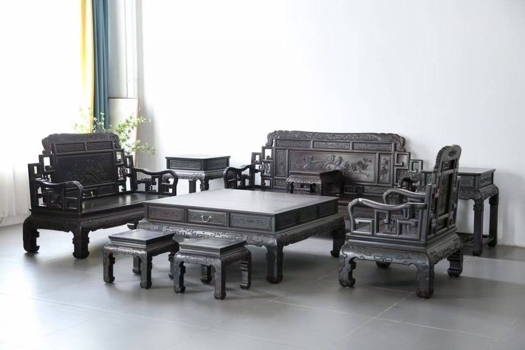 紫光檀东非黑黄檀沙发客厅组合沙发新中式沙发清式明式家具