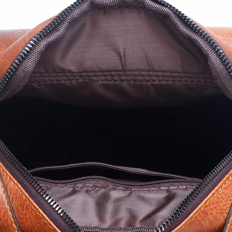 690g Weight Polyester Lining Material Zipper Closure Type Single Shoulder Strap Strap Type Men's Solid Color Pu Leather Zipper Crossbody Bag