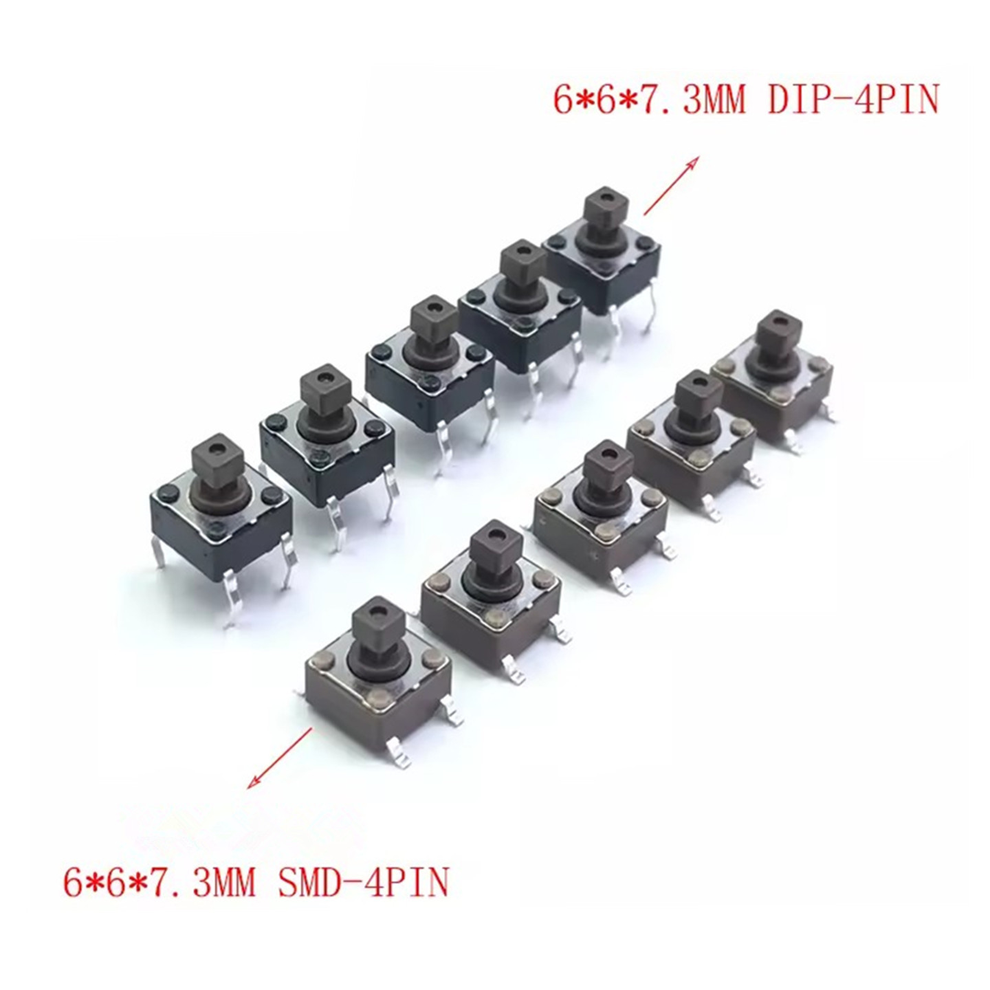 按键开关 轻触开关  6*6*7.3H 方头 贴片/直插件 微动 按钮开关