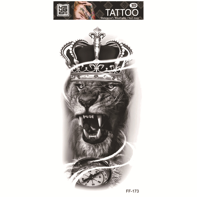 Yuanhua fábrica de pegatinas de tatuaje a prueba de agua en stock al por mayor cabeza de Lobo tótem texto árabe tatuaje pegatinas suministro transfronterizo