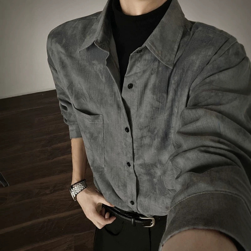 Old Money Style Casual Stylish Long Sleeve Shirt for Men, American Style Cardigan Jacket, Tie-Dye, Loose Fit, Trendy Retro Shirt for Spring and Autumn Old Money Style Casual Stylish Long Sleeve Shirt for Men, American Style Cardigan Jacket, Tie-Dye, Loose Fit, Trendy Retro Shirt for Spring and Autumn