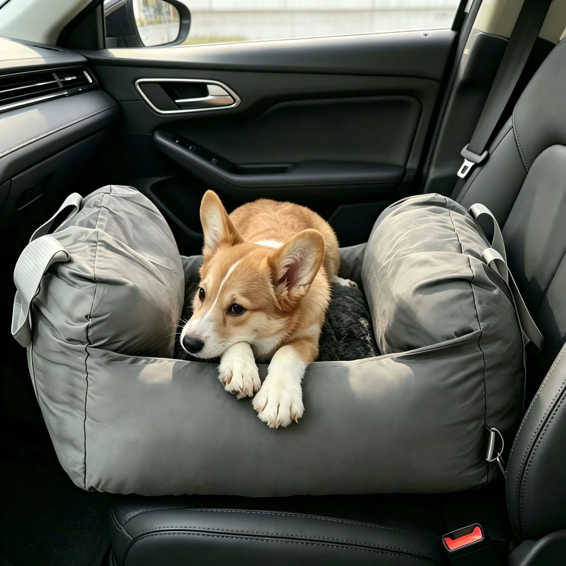Nido para automóvil para mascotas, perrera portátil extraíble y lavable, bolsa portátil para mascotas al aire libre, asiento de seguridad para copiloto, cojín para mascotas