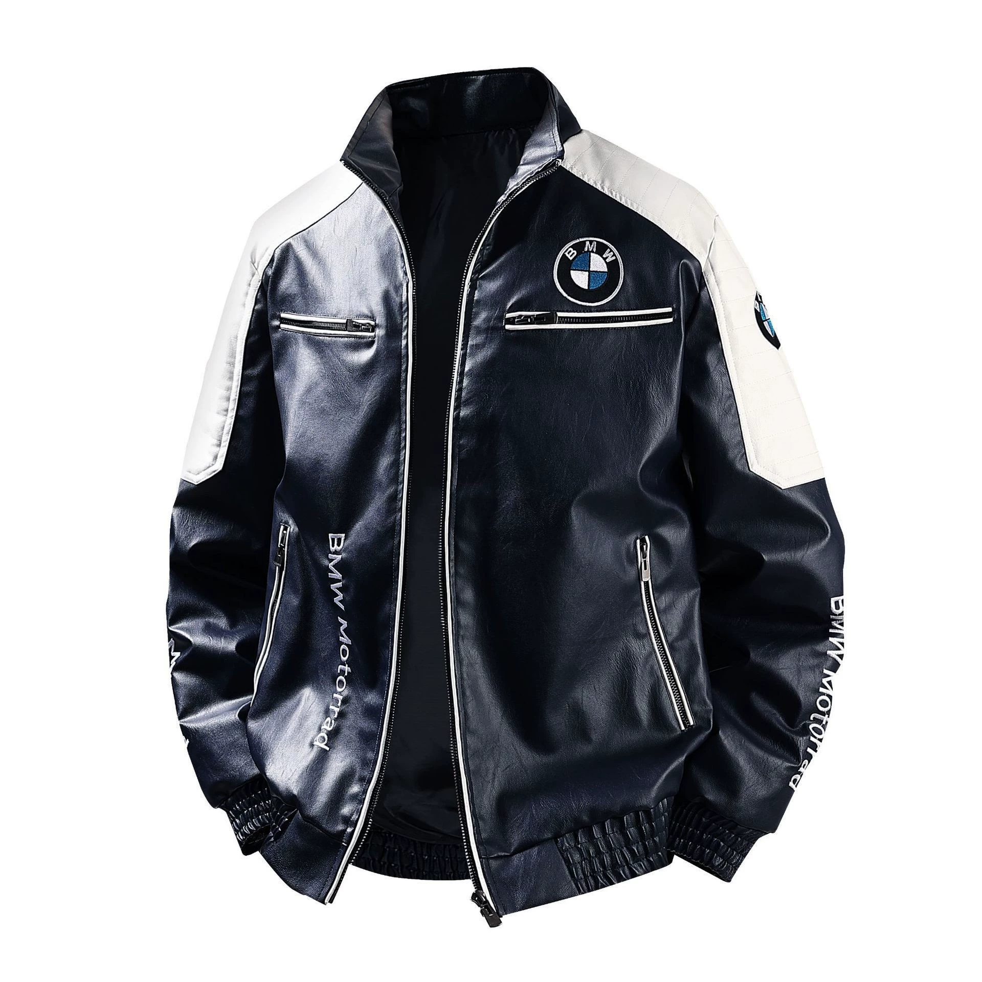 Baseball jacket, polyurethane, embroidered racing design, travel version, multi-size (L–4XL)