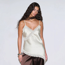 跨境外贸欧美夏季新品女装系列蕾丝不对称休闲吊带迷你连衣裙