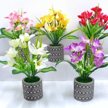 仿真花马蹄莲塑料假花百合摆件家居仿真盆景小英菊盆景