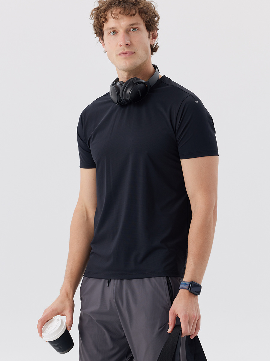 Lulu hombre deportivo de mangas cortas sueltas secado rápido chaqueta casual entrenamiento para correr ropa de entrenamiento de fitness ropa de tenis camiseta de cuello redondo