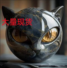 跨境新款Luxury black cat figurine奢华黑猫摆件树脂猫石