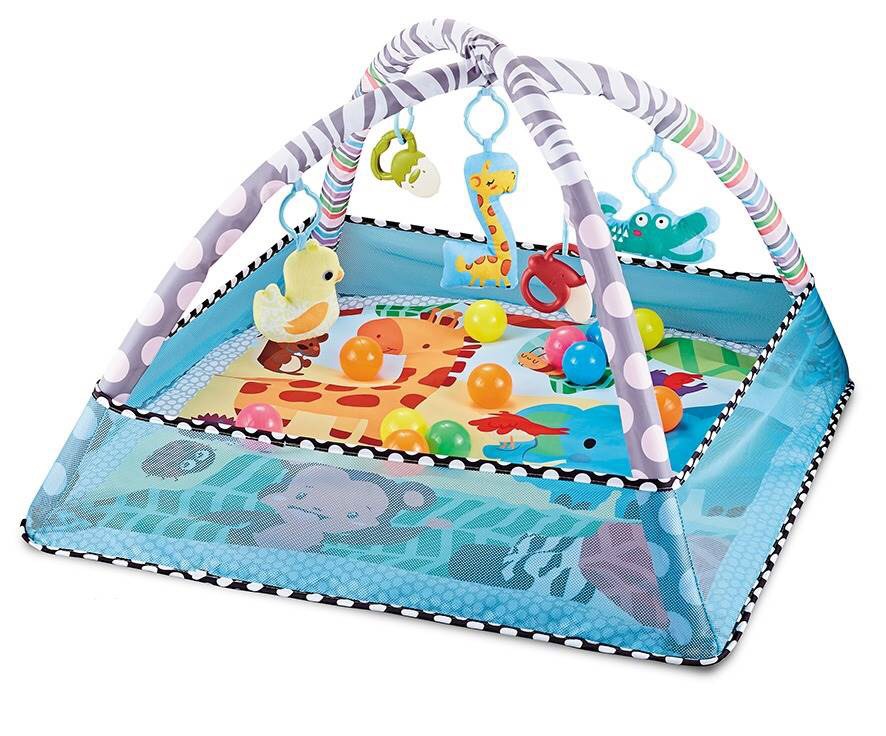 Gimnasio de Actividades y Tapete de Gateo de 0 a 3 Años, Plástico, Plegable, Lavable a Máquina, para Bebés