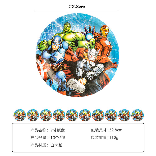 Avengers Kids Birthday Holiday Party Set Pennant Paper Cup Paper Plate Mask Party Tableware Set