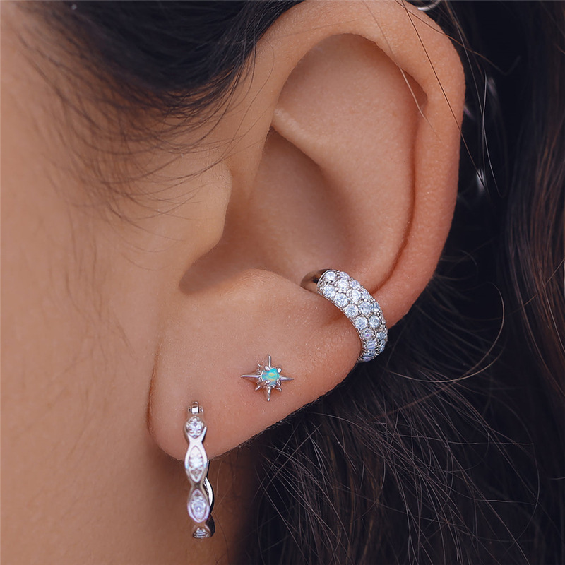 2g Weight Ear Studs Classification 1 Pair Quantity Daily Occasion 925 Sterling Silver Material Geometric Pattern Women's Gender Plating Design Simple Style Style 1 Pair 925 Sterling Silver Geometric Ear Studs 24