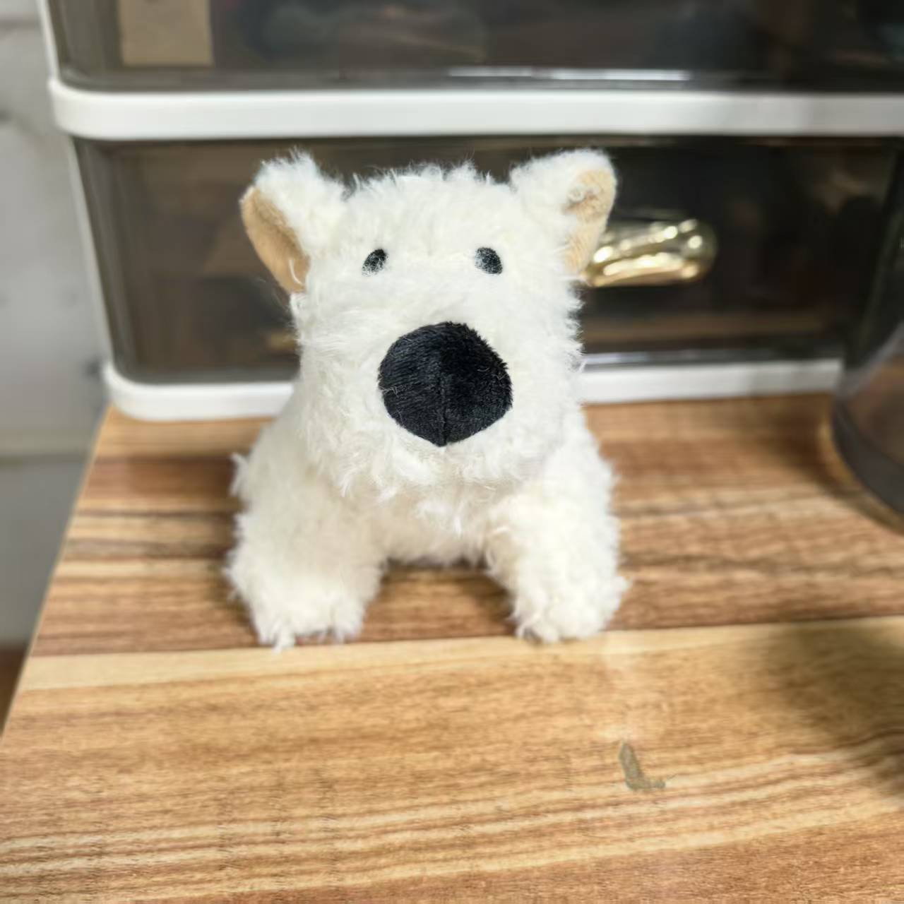 13cm muñeca West Highland muñeca tejida a mano lana adorable conejo orejas dibujos animados muñeca ropa set