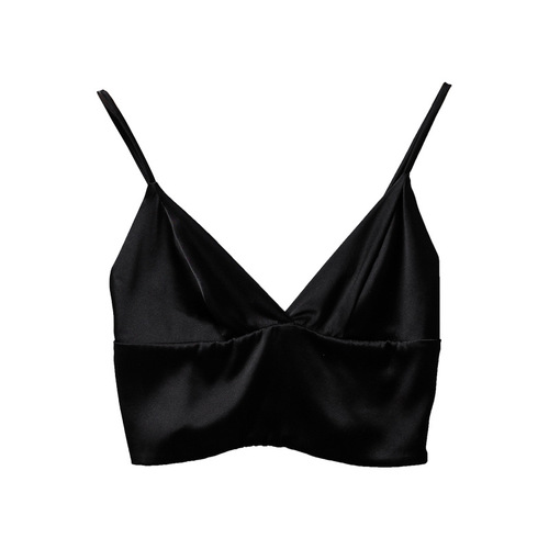 Spring and summer women's bottoming mulberry silk camisole with triangular cup elastic navel-baring sexy underwear and tube top