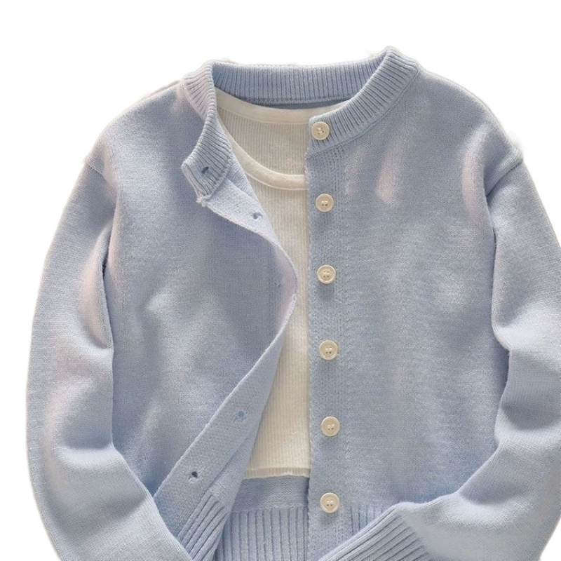 Синяя осенняя кофта-cardigan, короткий свитер, свободный покрой