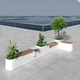 不锈钢坐凳花箱组合隔断长凳售楼部休息卡座花槽铁艺座椅多功能