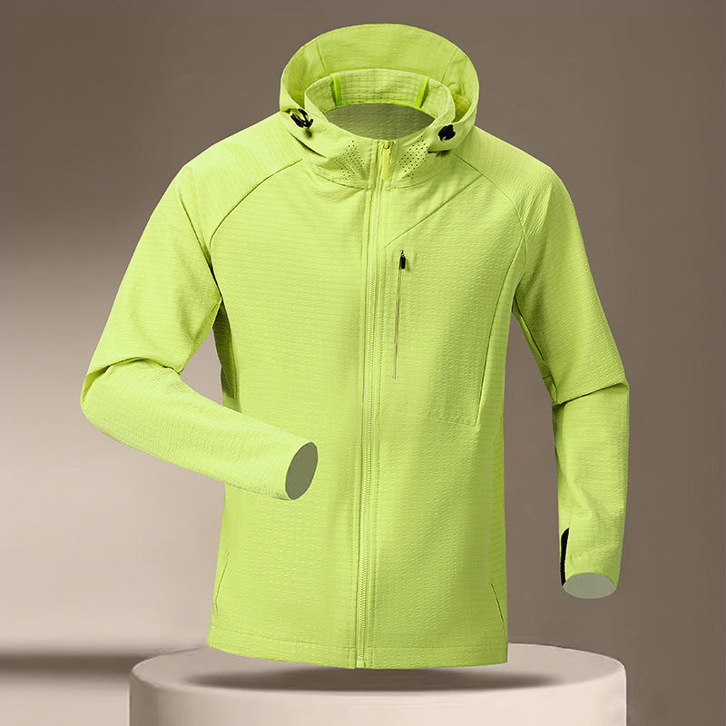 Wholesale foreign trade spring and autumn outdoor windbreaker for men, breathable mesh hooded jacket for young women and couples, lightweight casual jacket
