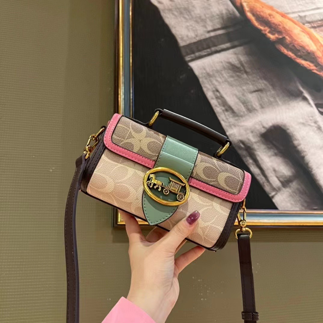 Luxury Genuine Leather Small Square Handbag For Women 2025 New Arrival Contrast Color Fashion Crossbody Shoulder Bag