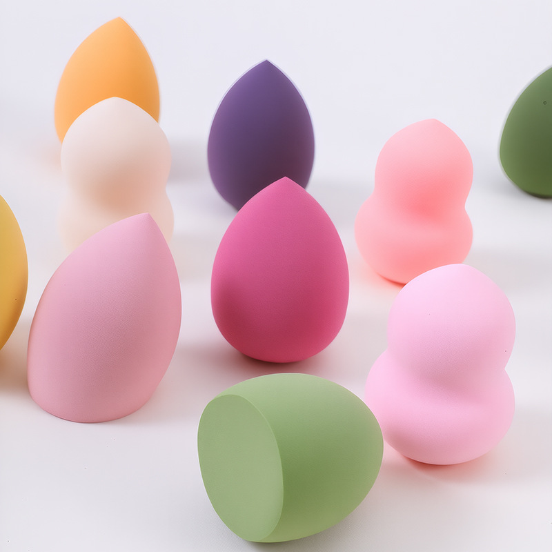 Esponja de maquillaje, envasada individualmente, esponja de maquillaje sin látex, de doble uso en seco y húmedo, con forma de gota de agua, esponja de maquillaje con forma de calabaza.