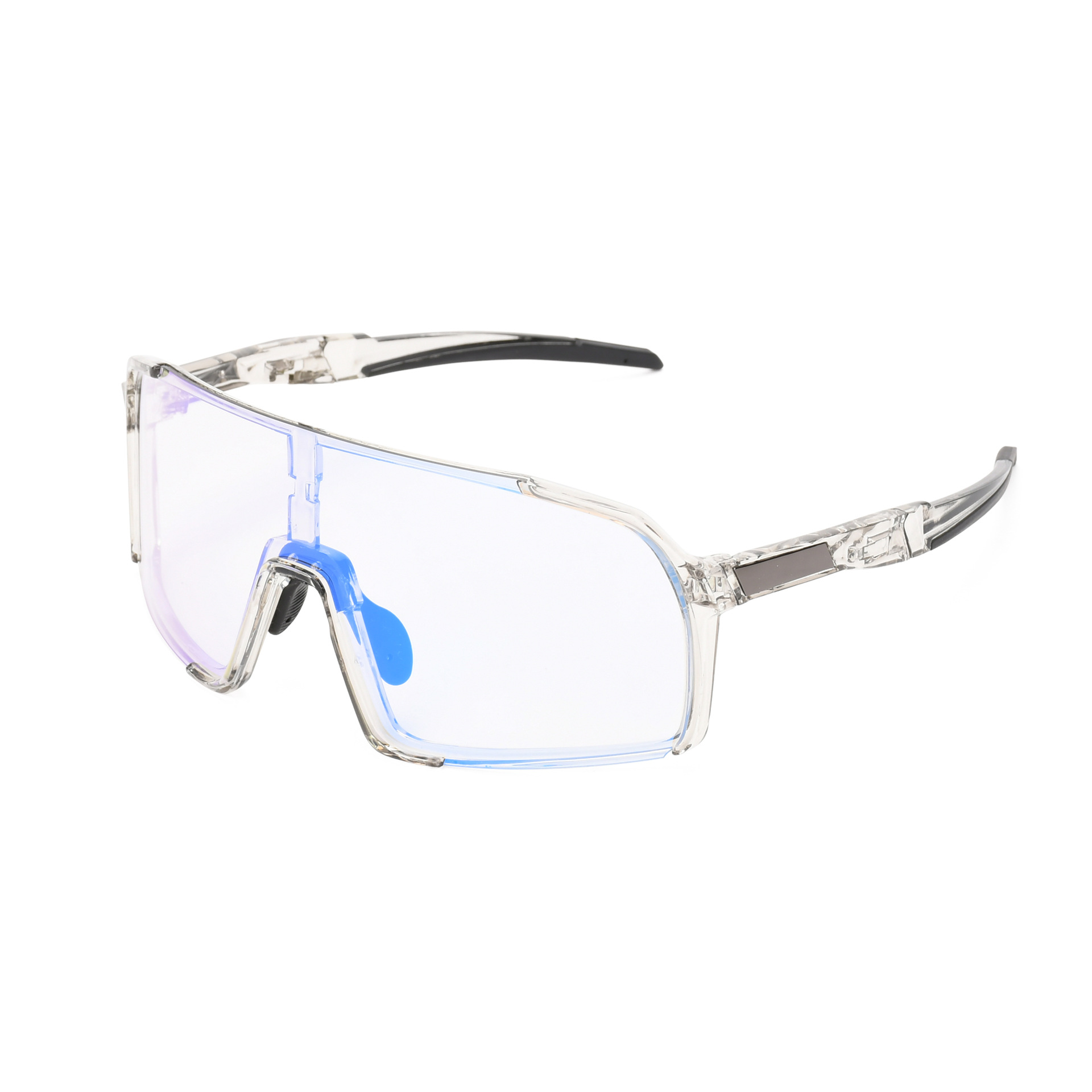 밝은 회색 프레임, 검은색 다리와 꼬리, 완전히 변색된 파란색 필름