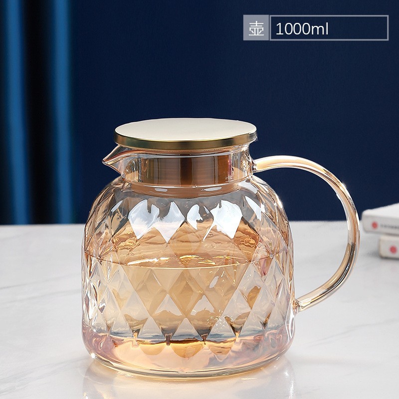 Eliminación de almacenamiento de alta borosilicona tetera de agua fría de vidrio resistente a altas temperaturas tazas de agua set de té de vidrio inventario de artículos solitarios detectados por filtración