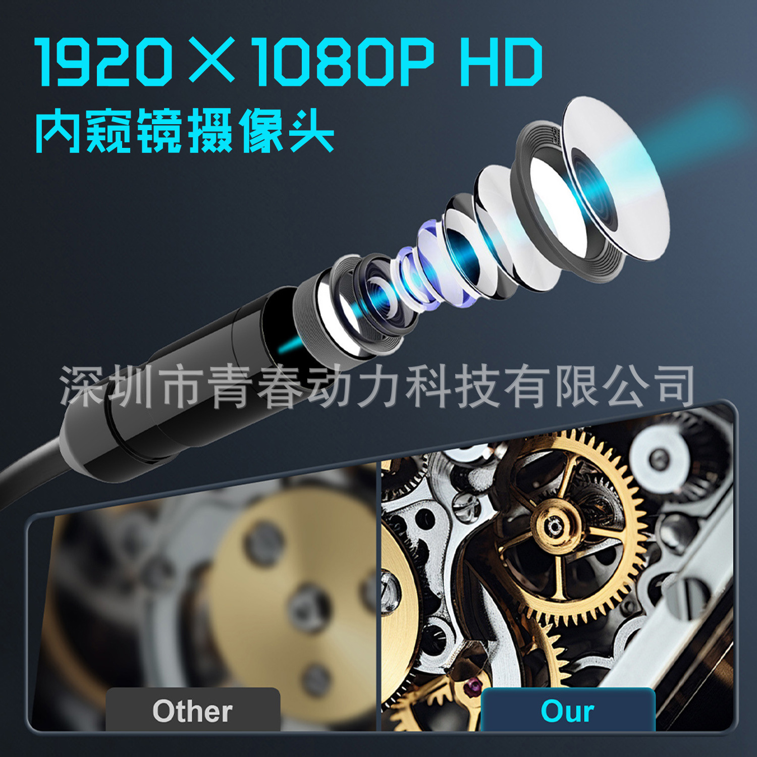 Endoscope camera, high resolution, with display, handheld