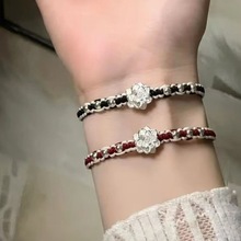 好运莲花手绳ins风轻奢本命年编织转运红绳闺蜜手链简约情侣礼物