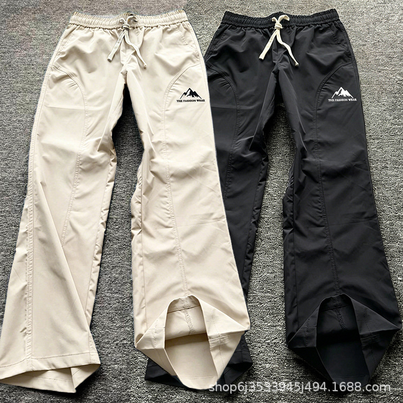 Summer trendy high street straight-leg sports pants, fashionable outdoor lightweight loose plus-size slimming casual cargo pants