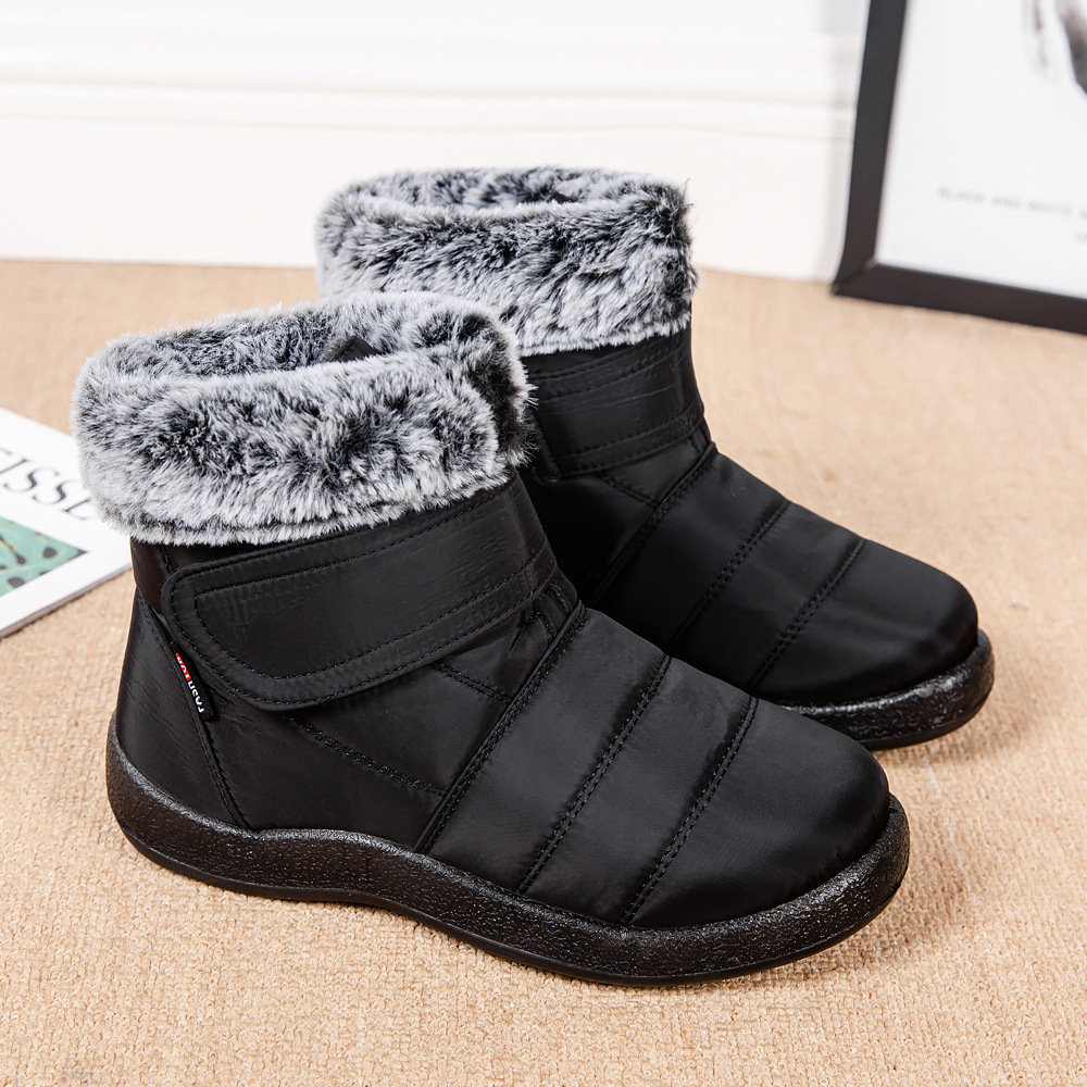 23 nuevas botas de nieve transfronterizas de las mujeres calientes del comercio exterior Velcro impermeable más tamaño anti-piel de conejo botas de mujer casual de las mujeres