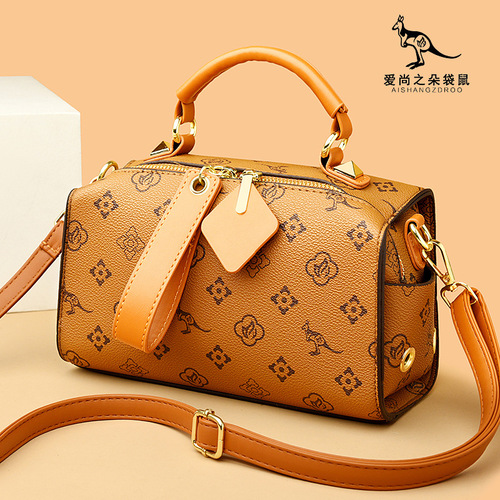 Hand-held women's bag  new summer versatile casual Boston bag Instagram popular fashionable shoulder crossbody bag