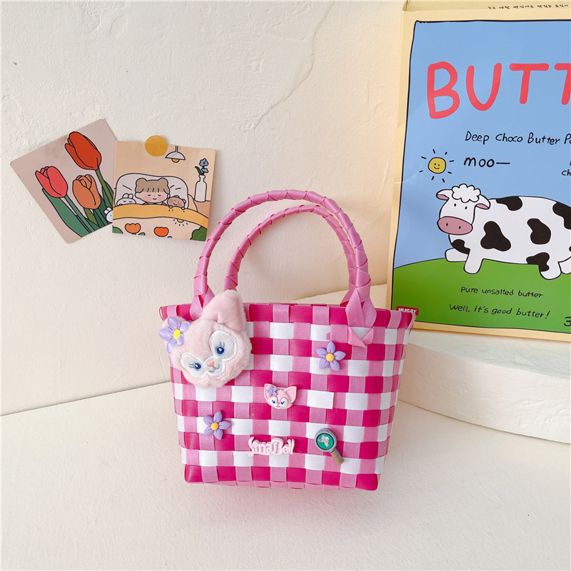 2023 Nueva Chica frito de la calle cesta de verduras bolso tejido PC bolso tejido de color portátil cesta de dibujos animados lindo bolsa de playa