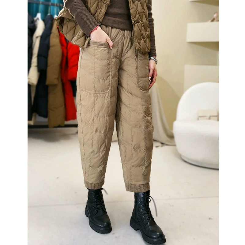 2024 новый дикий внешний вид зимняя мода высокая талия плюс бархат толстые холодные ножки теплые свободные повседневные хлопчатобумажные штаны